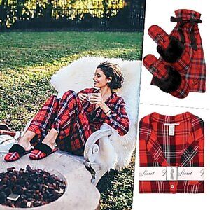Victorias Secret Plaid Flannel PJ Slipper Set M